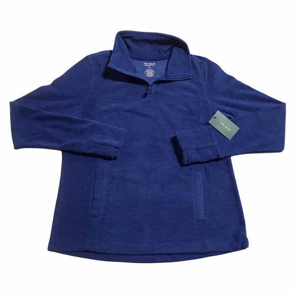 Tek Gear Petite Women's Active Fleece Pullover Sz S Blue Quarter Zip Sweatshirt - Picture 2 of 4